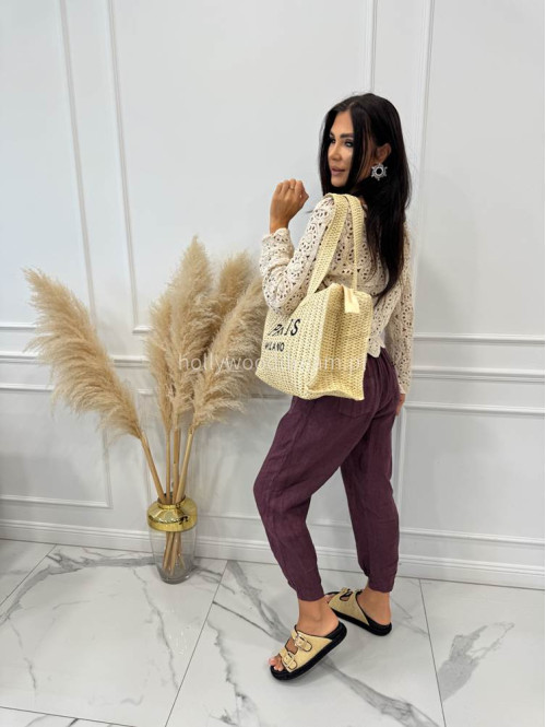 Torebka pleciona typu shopper słomiana MILANO beżowa - photo #17