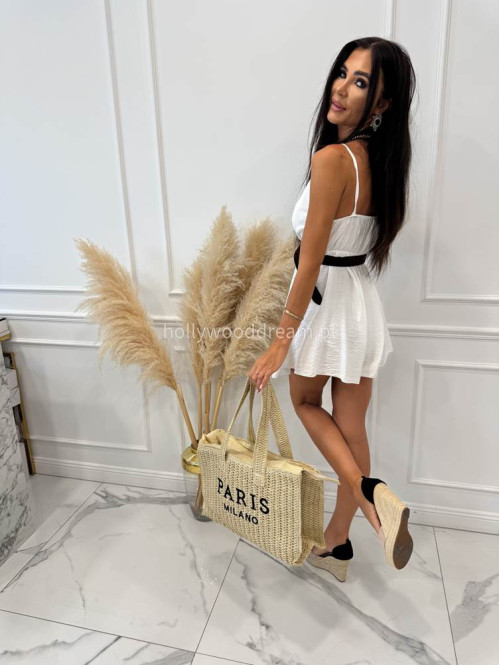 Torebka pleciona typu shopper słomiana MILANO beżowa - photo #21