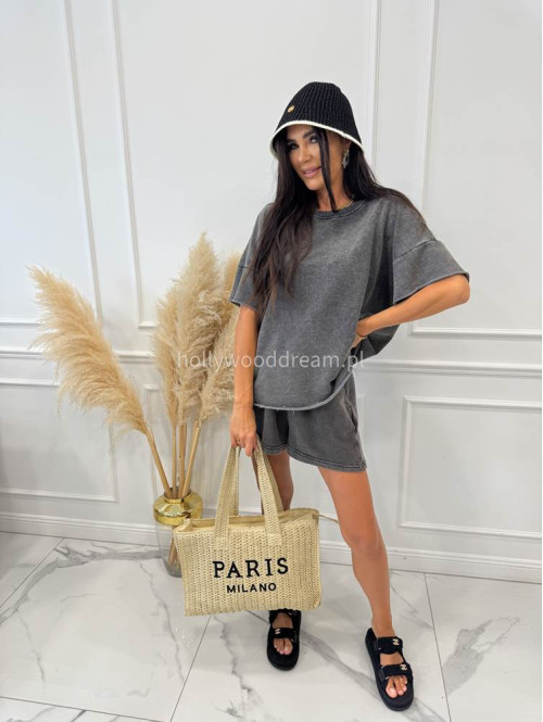 Torebka pleciona typu shopper słomiana MILANO beżowa - photo #30