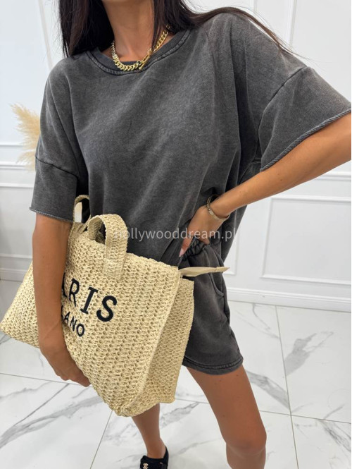 Torebka pleciona typu shopper słomiana MILANO beżowa - photo #32