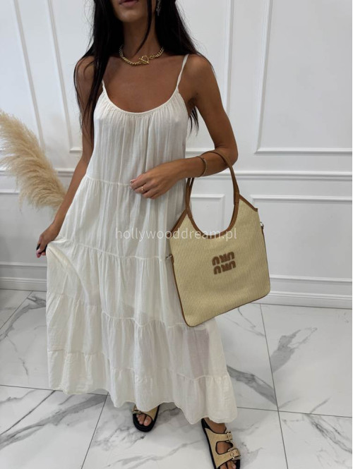 Duża torebka shopper ILA beżowa z brązowym paskiem - photo #19