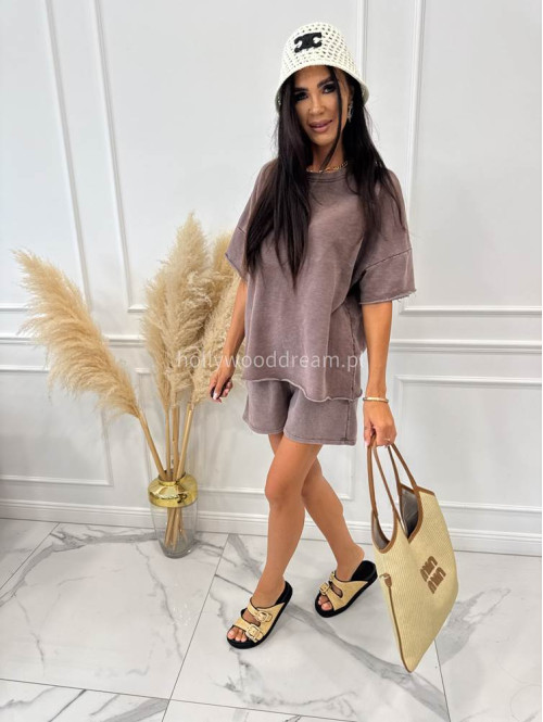 Duża torebka shopper ILA beżowa z brązowym paskiem - photo #27