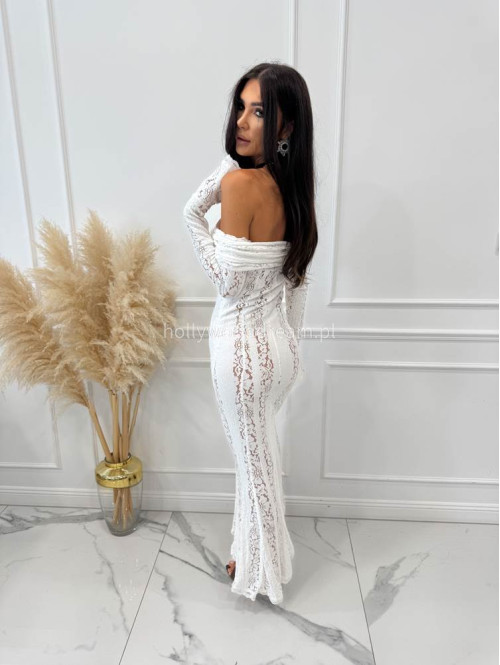 PRE ORDER Sukienka maxi hiszpanka koronkowa  CLEO biała 89 - photo #4