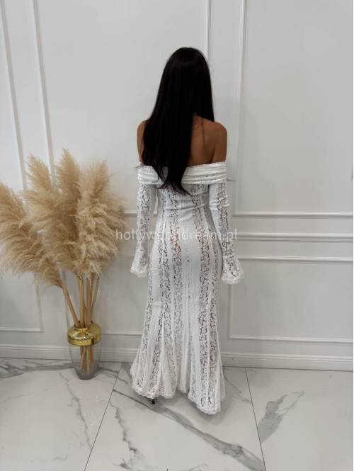 PRE ORDER Sukienka maxi hiszpanka koronkowa  CLEO biała 89 - photo #5