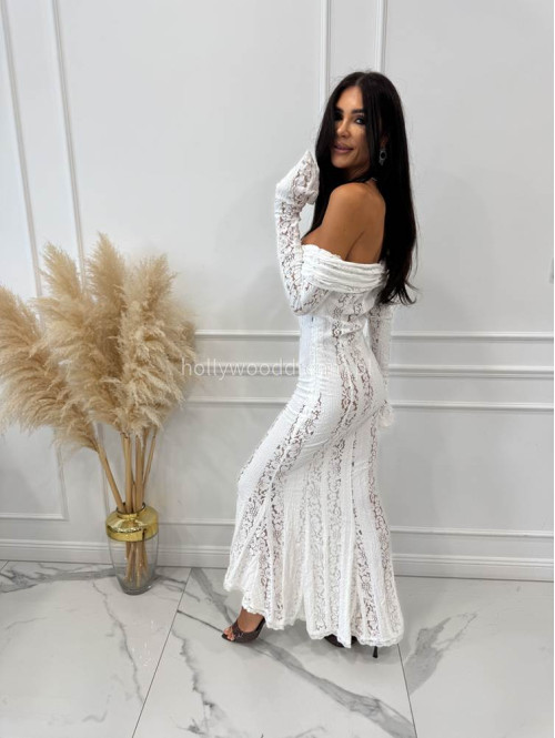 PRE ORDER Sukienka maxi hiszpanka koronkowa  CLEO biała 89 - photo #7