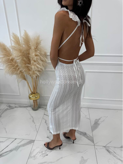 PRE ORDER Sukienka plażowa maxi z głębokim dekoltem TATIANA biała 89 - photo #13