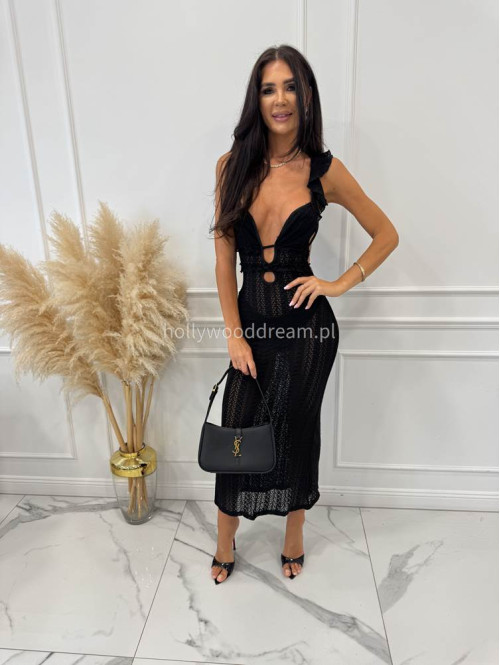 PRE ORDER Sukienka plażowa maxi z głębokim dekoltem TATIANA czarna 89 - photo #2