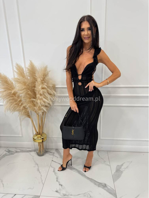 PRE ORDER Sukienka plażowa maxi z głębokim dekoltem TATIANA czarna 89 - photo #4