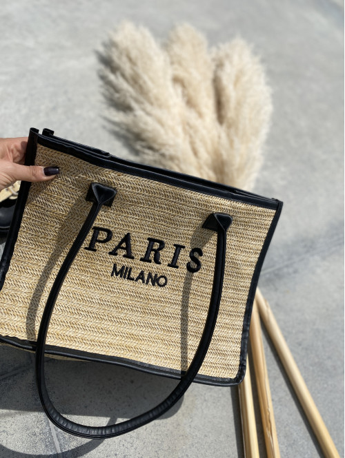 Duża torebka typu shopper PARIS z czarnym paskiem