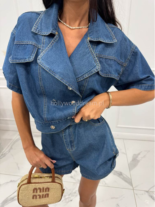 Komplet jeansowy koszula+ spodenki z wiskozy i bawełny NIKOLAS jasny jeans 09 - photo #17