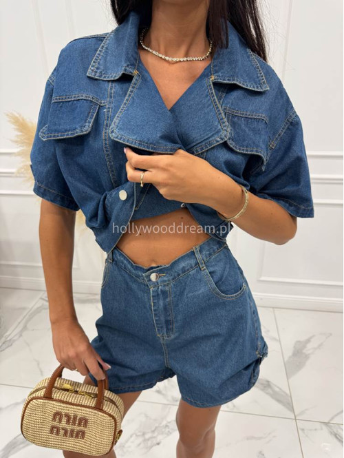 Komplet jeansowy koszula+ spodenki z wiskozy i bawełny NIKOLAS jasny jeans 09 - photo #18
