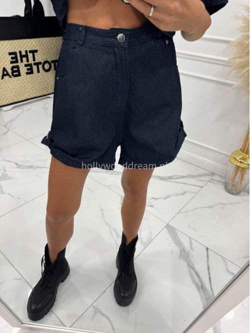Komplet jeansowy koszula+ spodenki z wiskozy i bawełny NIKOLAS ciemny jeans 09 - photo #17