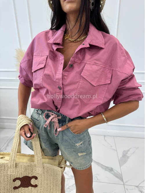 Spodenki jeans z gumką w pasie, różowym sznurkiem i przetarciami MIRO sprany jeans 06 - photo #17