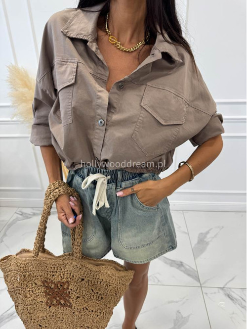 Spodenki jeans z z kieszeniami i białym sznurkiem LOLA sprany jeans  06 - photo #5