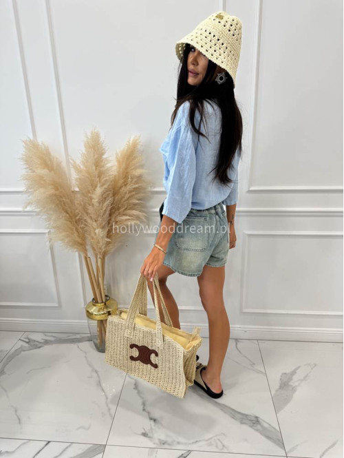 Spodenki jeans z z kieszeniami i białym sznurkiem LOLA sprany jeans  06 - photo #23