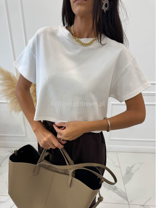 Crop top oversize z bawełną HAMILTON biały 06 - photo #12