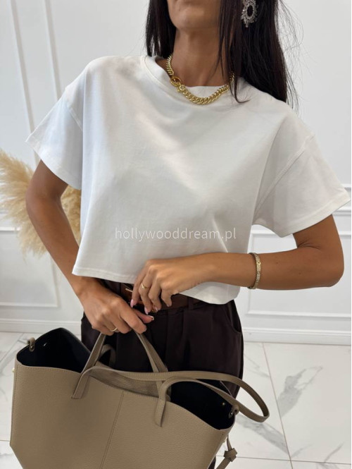 Crop top oversize z bawełną HAMILTON biały 06 - photo #13