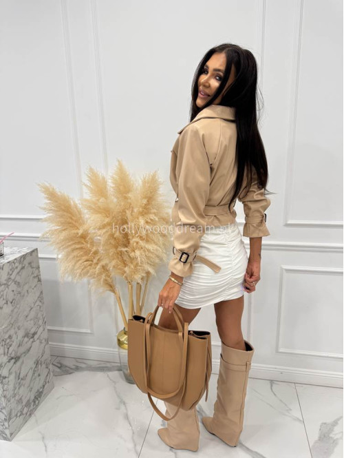 Torebka średnia shopper skórzana z wkładem GLAMOUR karmel - photo #15