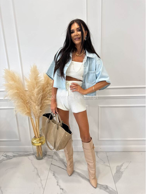 Koszula jeansowa z krótkim rękawem MIBI jasny jeans 161 - photo #11