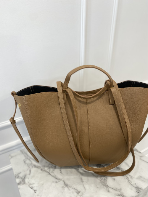 Torebka średnia shopper skórzana z wkładem GLAMOUR karmel - photo #17