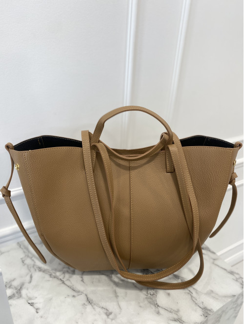 Torebka średnia shopper skórzana z wkładem GLAMOUR karmel - photo #18