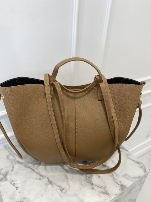 Torebka średnia shopper skórzana z wkładem GLAMOUR karmel - photo #19
