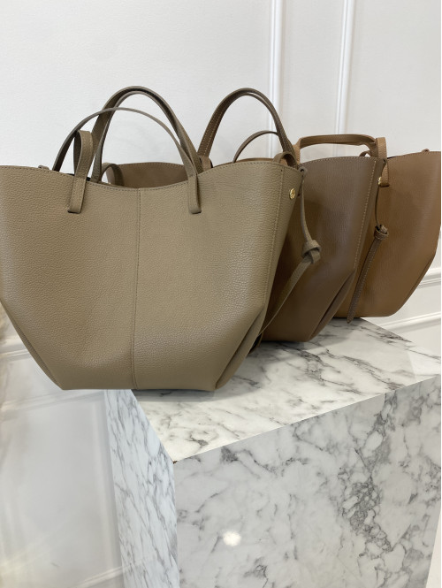 Torebka średnia shopper skórzana z wkładem GLAMOUR mokka