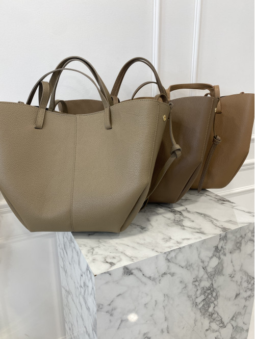 Torebka średnia shopper skórzana z wkładem GLAMOUR czekoladowa
