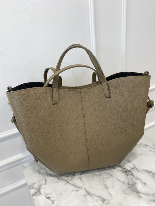 Torebka średnia shopper skórzana z wkładem GLAMOUR czekoladowa - photo #2