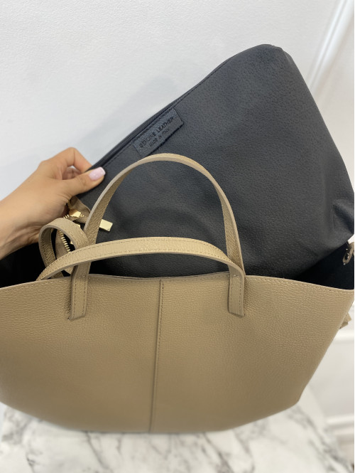 Torebka średnia shopper skórzana z wkładem GLAMOUR czekoladowa - photo #3