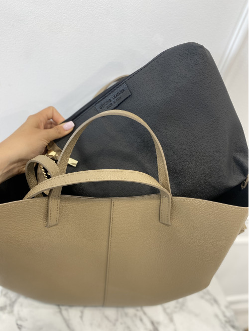 Torebka średnia shopper skórzana z wkładem GLAMOUR czekoladowa - photo #4