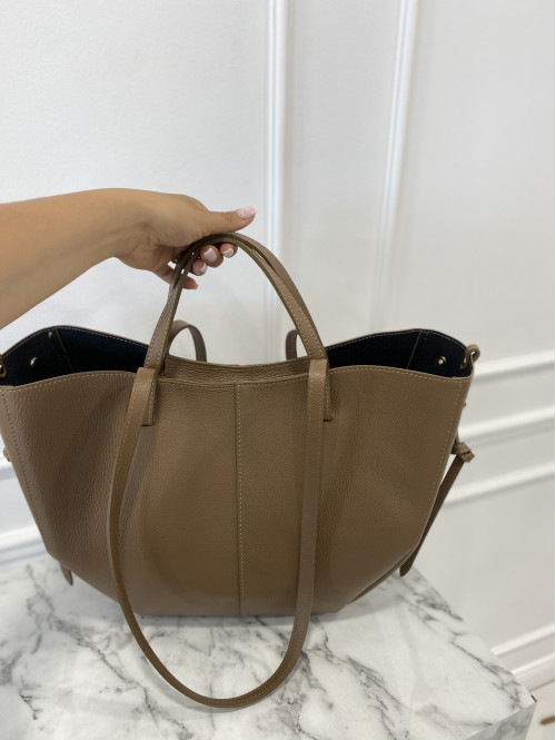 Torebka średnia shopper skórzana z wkładem GLAMOUR mokka - photo #3