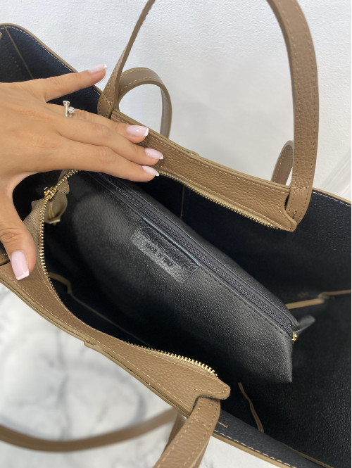Torebka średnia shopper skórzana z wkładem GLAMOUR mokka - photo #4