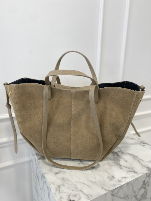 Torebka średnia shopper zamsz + skóra z wkładem NOE beżowa
