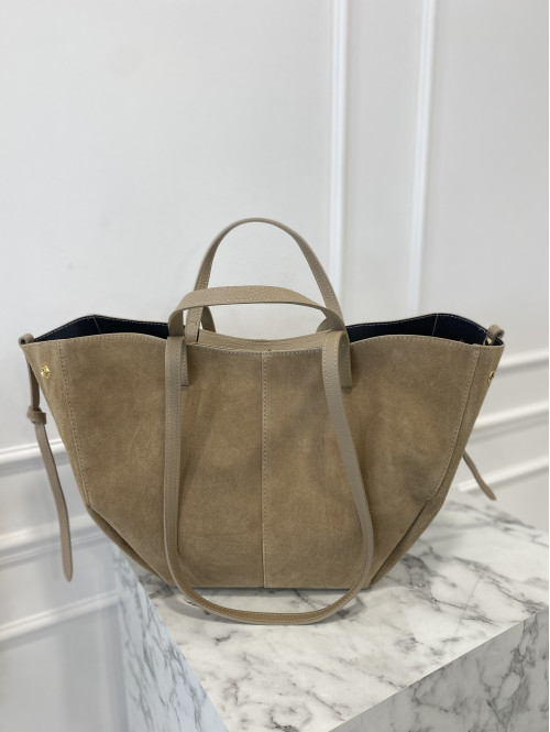 Torebka średnia shopper zamsz + skóra z wkładem NOE beżowa - photo #2