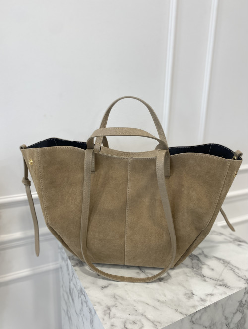 Torebka średnia shopper zamsz + skóra z wkładem NOE beżowa - photo #3