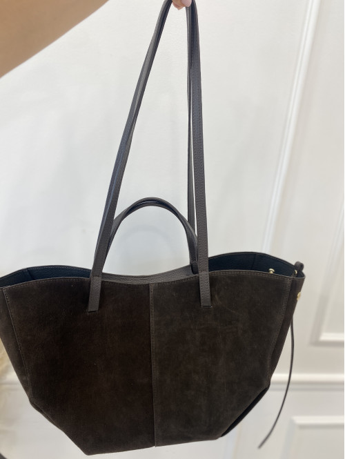 Torebka średnia shopper zamsz + skóra z wkładem NOE czekoladowa - photo #28