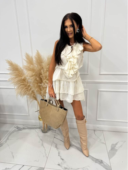 Torebka średnia shopper zamsz + skóra z wkładem NOE beżowa - photo #25