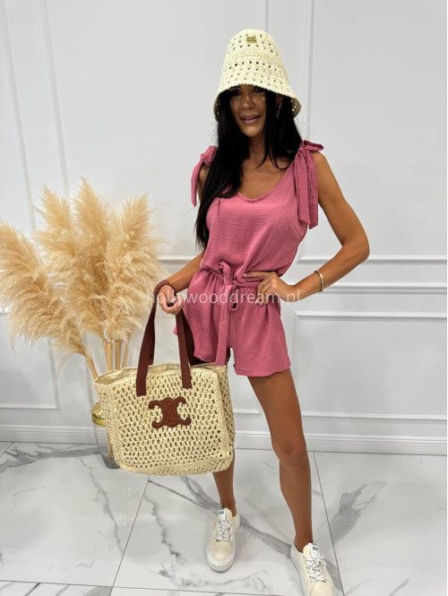 Pleciona torebka shopper z brązowym paskiem JULY jasno beżowa - photo #14
