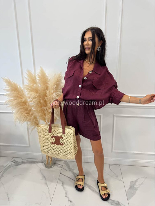 Pleciona torebka shopper z brązowym paskiem JULY jasno beżowa - photo #22
