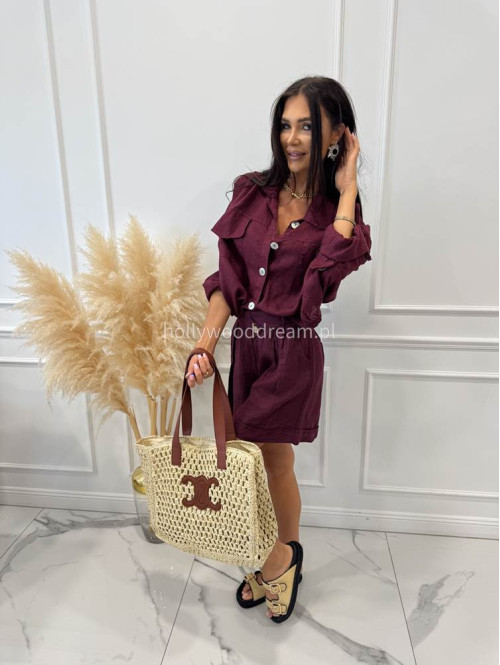 Pleciona torebka shopper z brązowym paskiem JULY jasno beżowa - photo #23