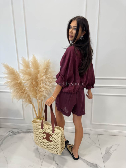 Pleciona torebka shopper z brązowym paskiem JULY jasno beżowa - photo #24