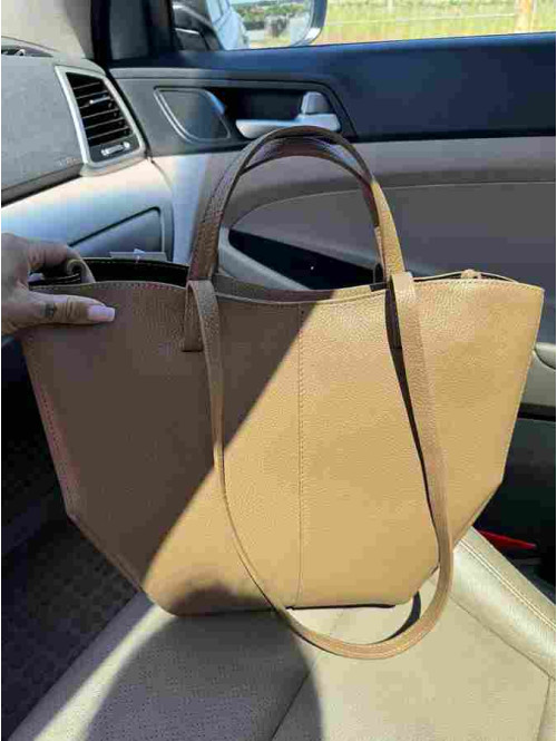 Torebka średnia shopper skórzana z wkładem GLAMOUR karmel - photo #23