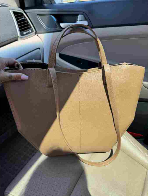 Torebka średnia shopper skórzana z wkładem GLAMOUR karmel - photo #25