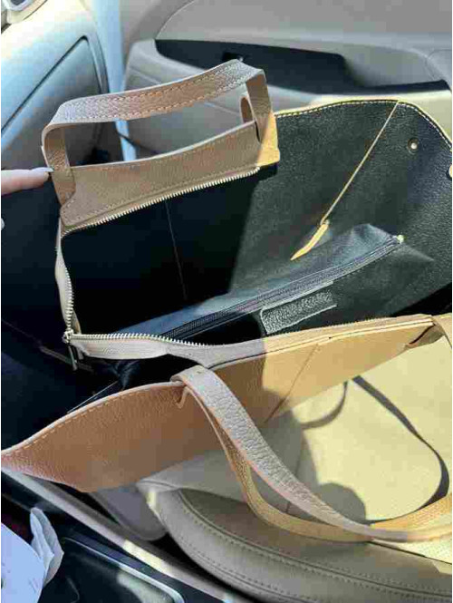 Torebka średnia shopper skórzana z wkładem GLAMOUR karmel - photo #26