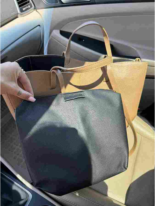 Torebka średnia shopper skórzana z wkładem GLAMOUR karmel - photo #29
