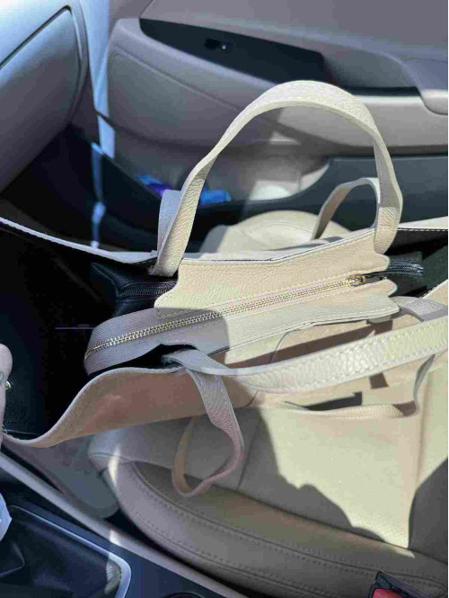Torebka średnia shopper zamsz + skóra z wkładem NOE beżowa - photo #28