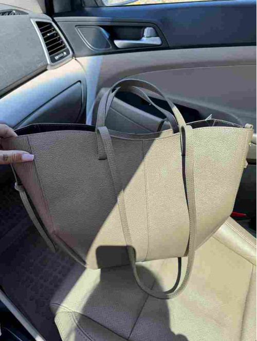 Torebka średnia shopper skórzana z wkładem GLAMOUR mokka - photo #24