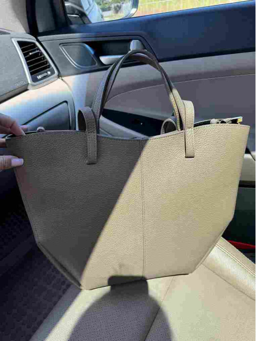 Torebka średnia shopper skórzana z wkładem GLAMOUR mokka - photo #25