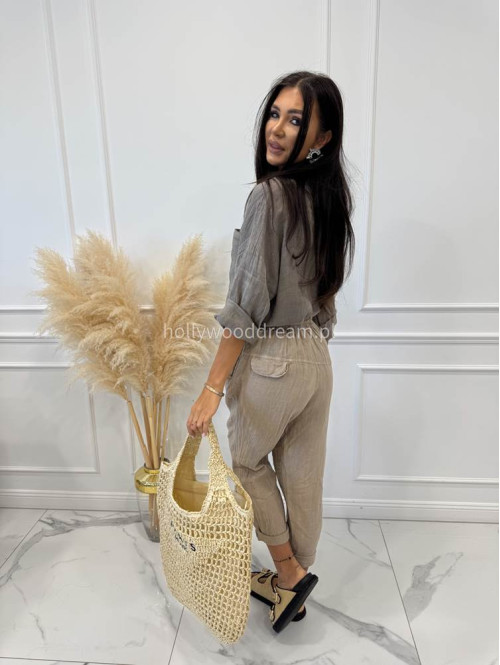 Torebka duża pleciona typu shopper PARIS MILANO jasny beż - photo #6